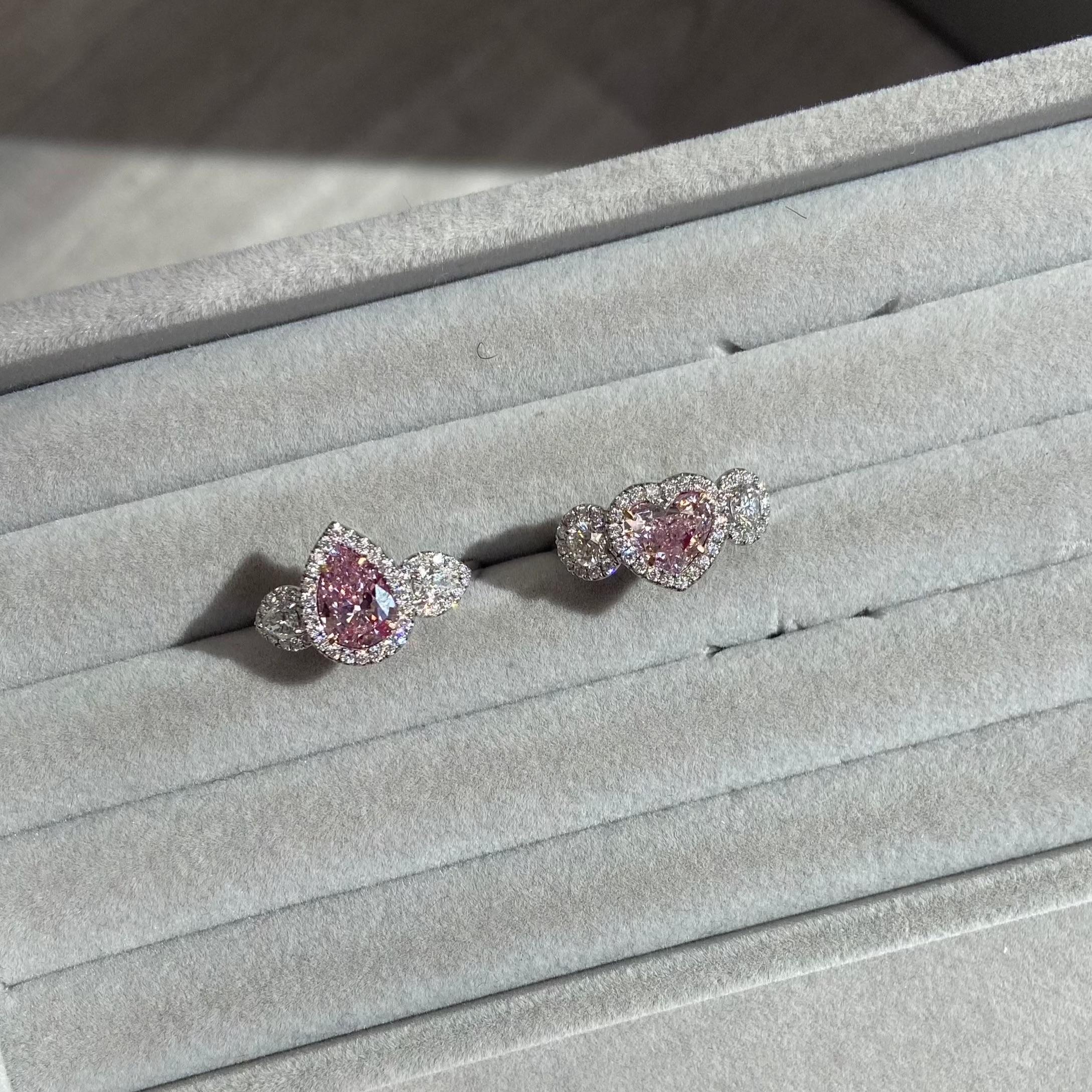Heart Cut 1.37ct GIA Light Pink Heart Shape Diamond Ring