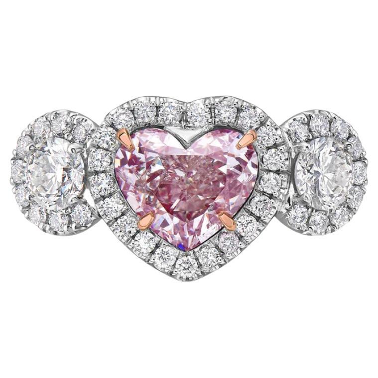 1.37ct GIA Light Pink Heart Shape Diamond Ring For Sale