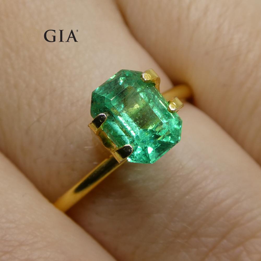 1.37ct Octagonal/Emerald Cut Emerald GIA Certified Zambian For Sale 3