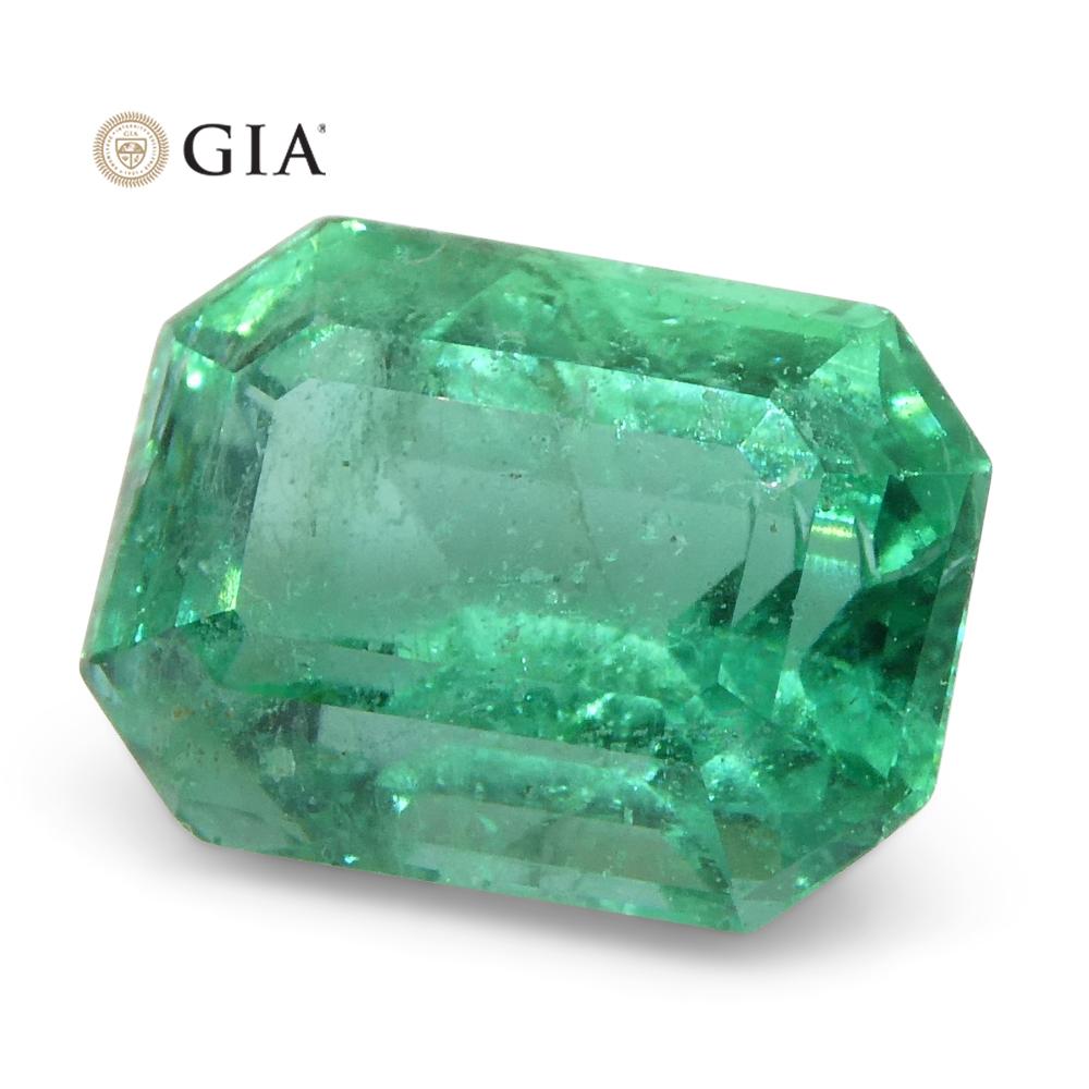 Women's or Men's 1.37ct Octagonal/Emerald Cut Emerald GIA Certified Zambian For Sale