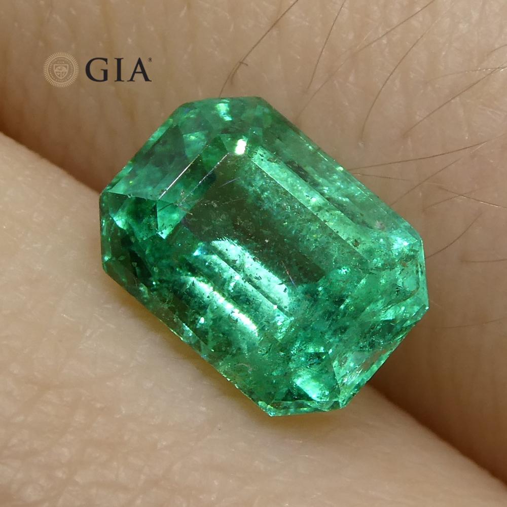 1.37ct Octagonal/Emerald Cut Emerald GIA Certified Zambian For Sale 2