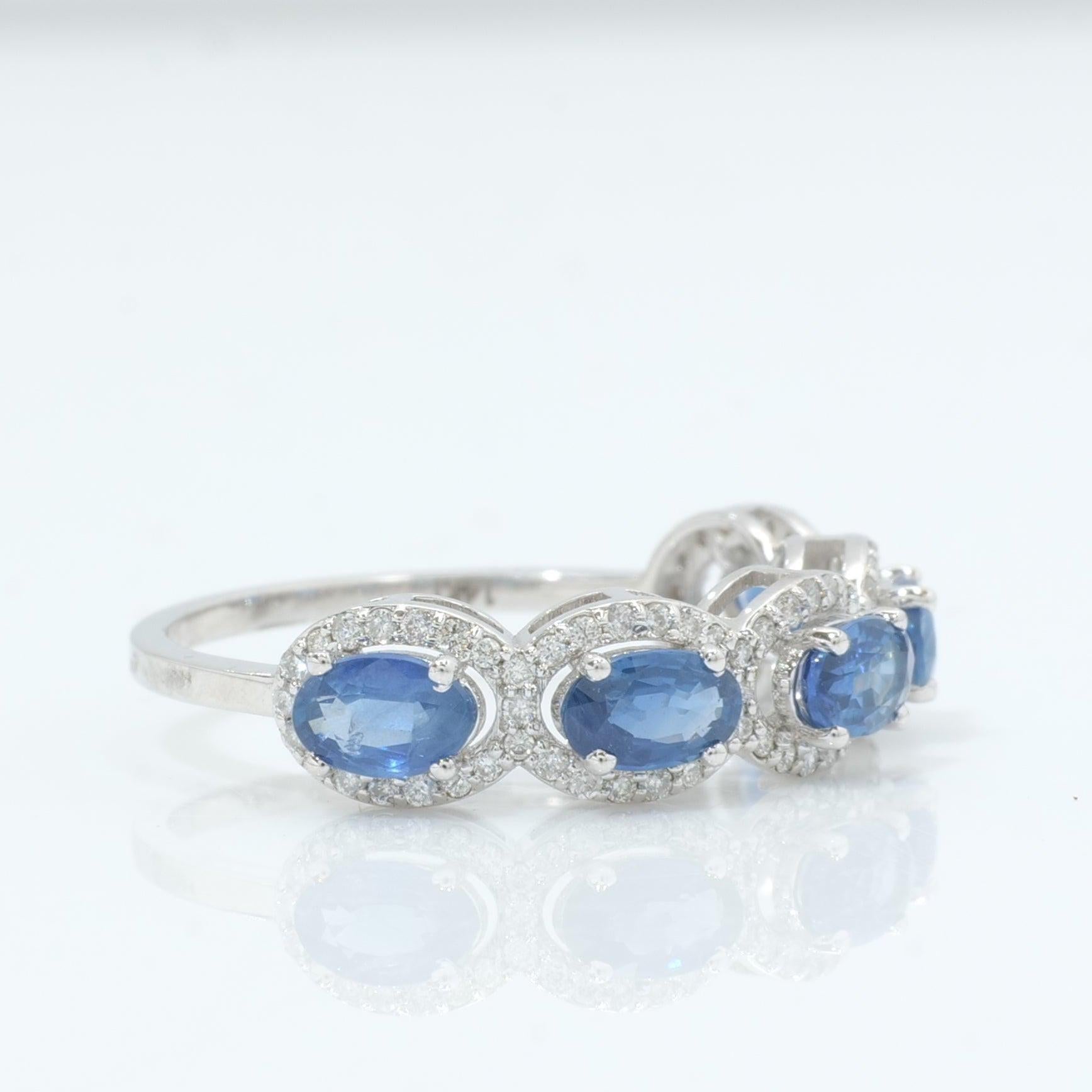 1,37ct Oval Blauer Saphir Diamant Eternity Ring in 14K Solid Gold (zertifiziert) im Zustand „Neu“ im Angebot in New Delhi, DL