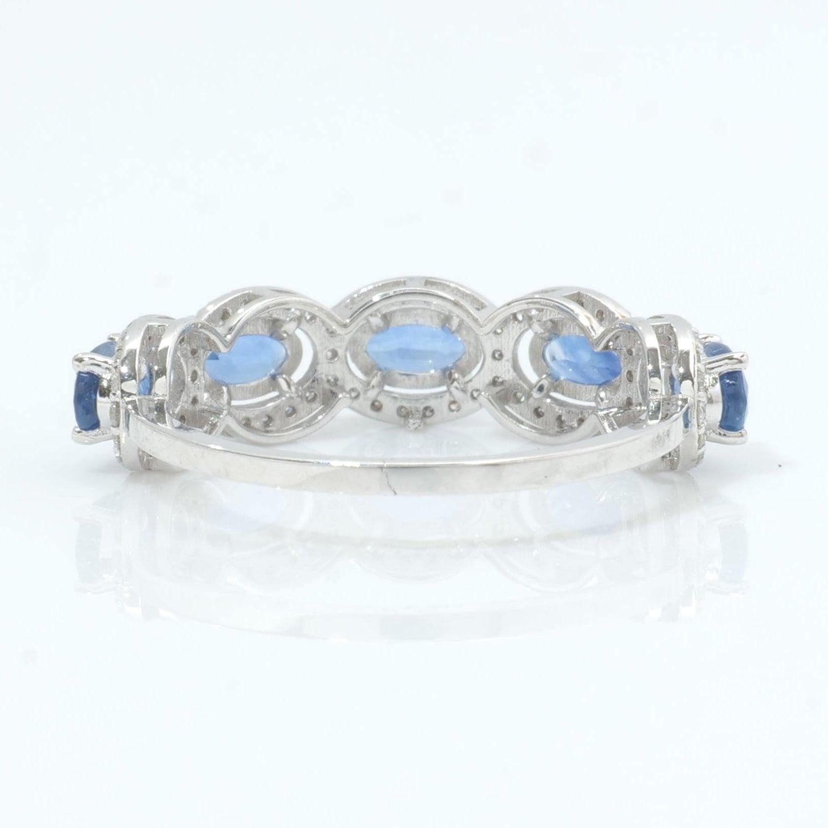 1,37ct Oval Blauer Saphir Diamant Eternity Ring in 14K Solid Gold (zertifiziert) Damen im Angebot