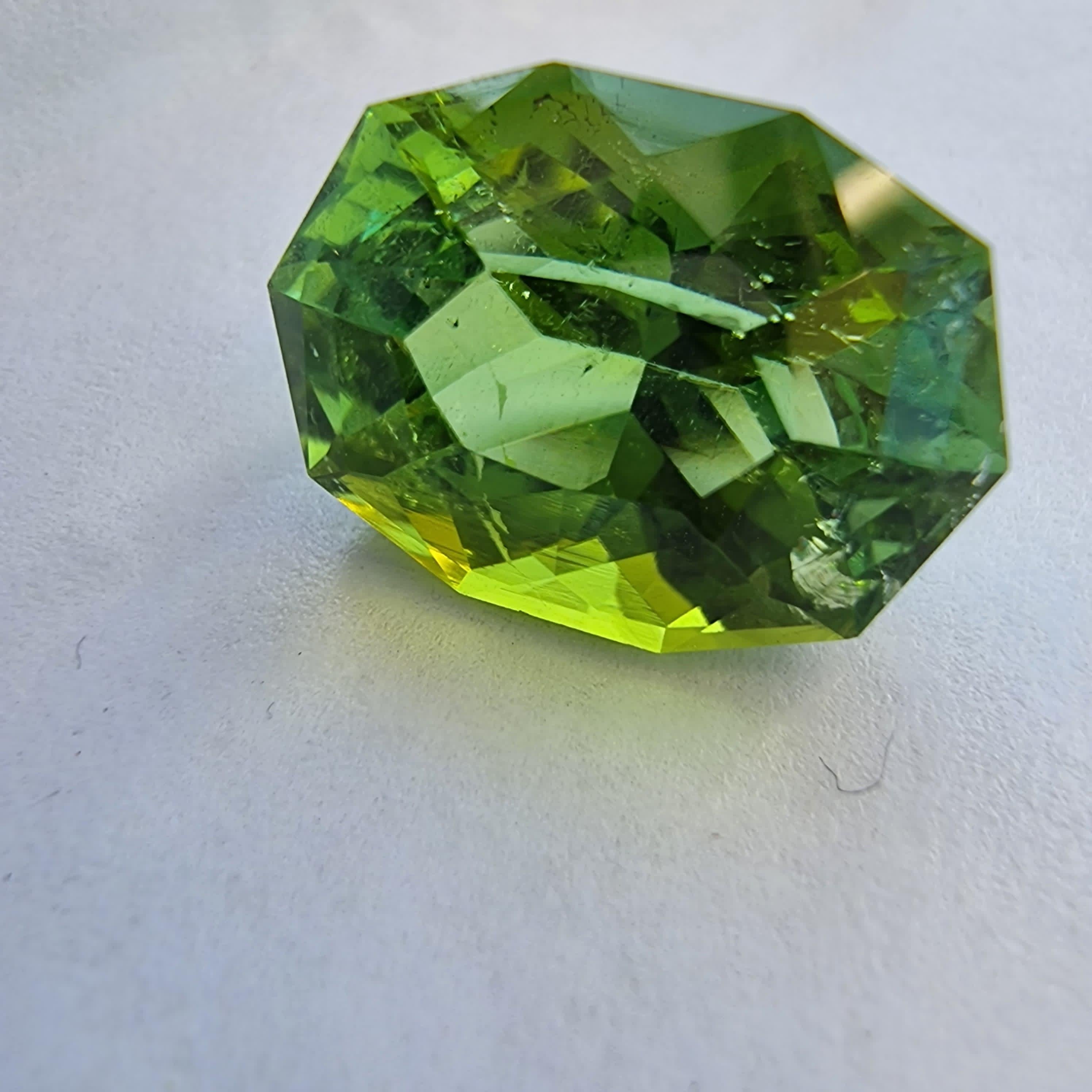 Pierre précieuse tourmaline verte menthe ovale 13,7 carats Unisexe en vente