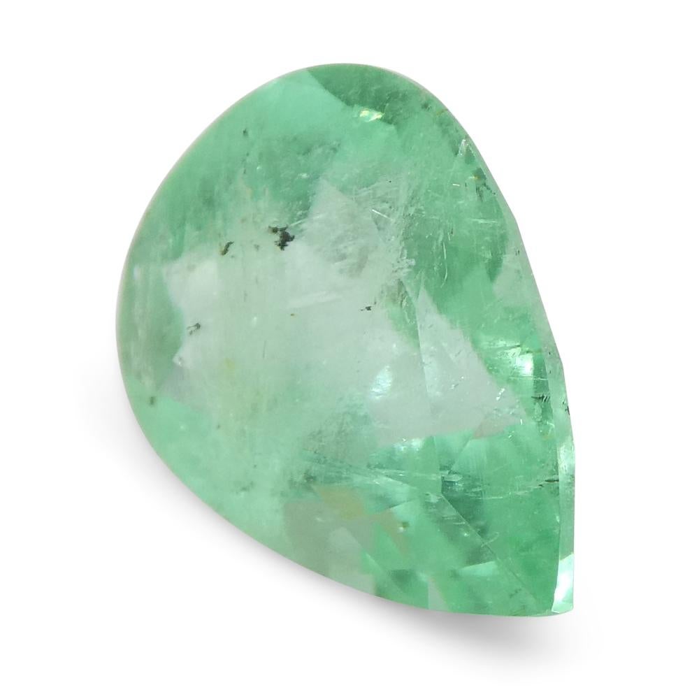 1.37ct Pear Green Emerald from Colombia For Sale 5