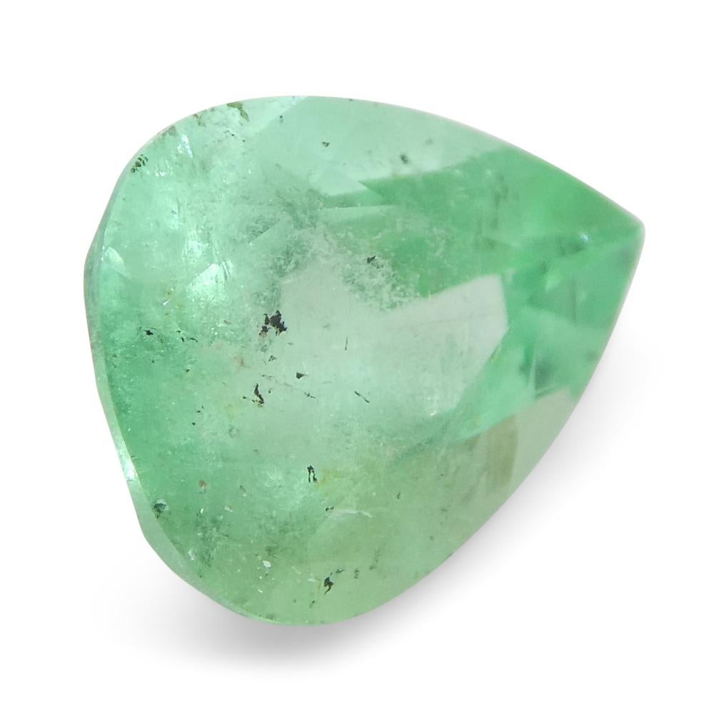 1.37ct Pear Green Emerald from Colombia In New Condition For Sale In Toronto, Ontario