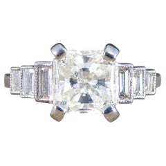 1.37ct Radiant Cut Diamond Engagement Ring with Diamond Shoulders in Platinum