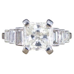 1.37ct Radiant Cut Diamond Engagement Ring with Diamond Shoulders in Platinum 