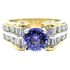 1.37 Karat Tansanit & 1,16 Karat Diamantring aus zweifarbigem Gold und Platin mit Tansanit