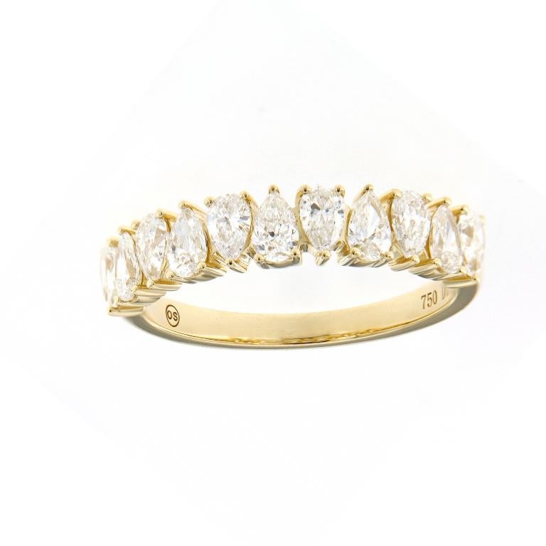 Taille poire Bague en or jaune 18K avec diamant 1,37cts en forme de poire en vente