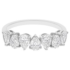 1,37cts Media Eternidad Anillo de Diamantes en Forma de Pera para Esposa en Oro Blanco de 18k