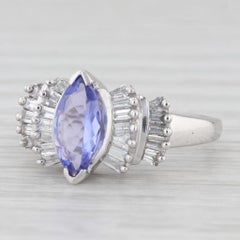 1.37ctw Marquise Tanzanite Diamond Ring 14k White Gold Size 7