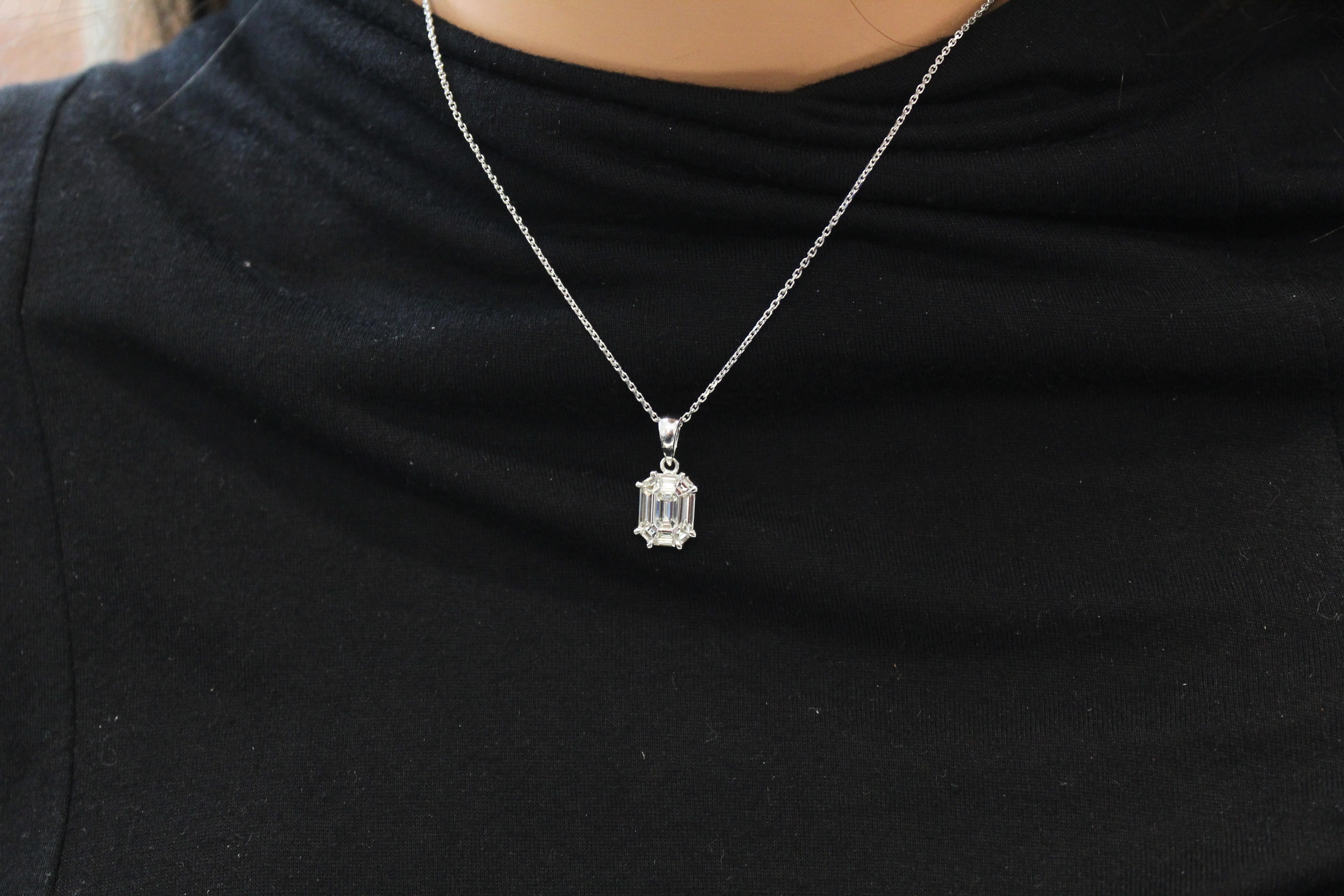 Pendentif en or blanc 18K avec diamant taille mixte de 1,37CTW Neuf - En vente à Chicago, IL