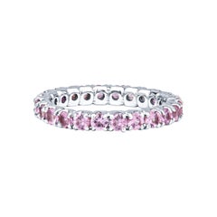 1.37ctw Round Pink Sapphire, 14kt White Gold Eternity Stacking Band