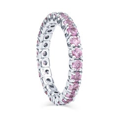 1.37ctw Round Pink Sapphire, 14kt White Gold Eternity Stacking Band