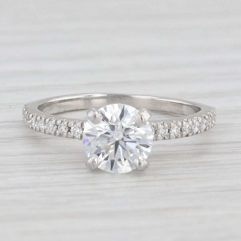 Round Cut 1.37ctw VS2 F Round Diamond Engagement Ring Platinum Size 5.75 GIA For Sale