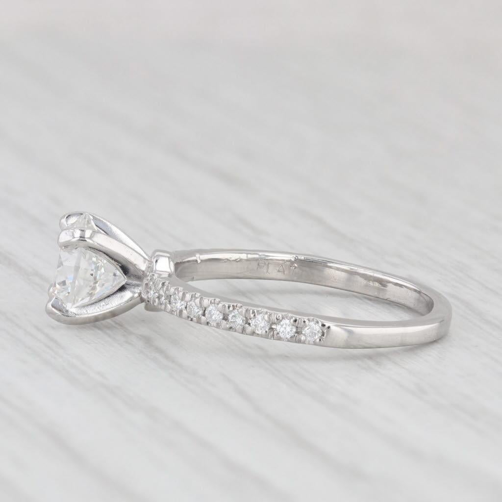 1.37ctw VS2 F Round Diamond Engagement Ring Platinum Size 5.75 GIA For Sale 1