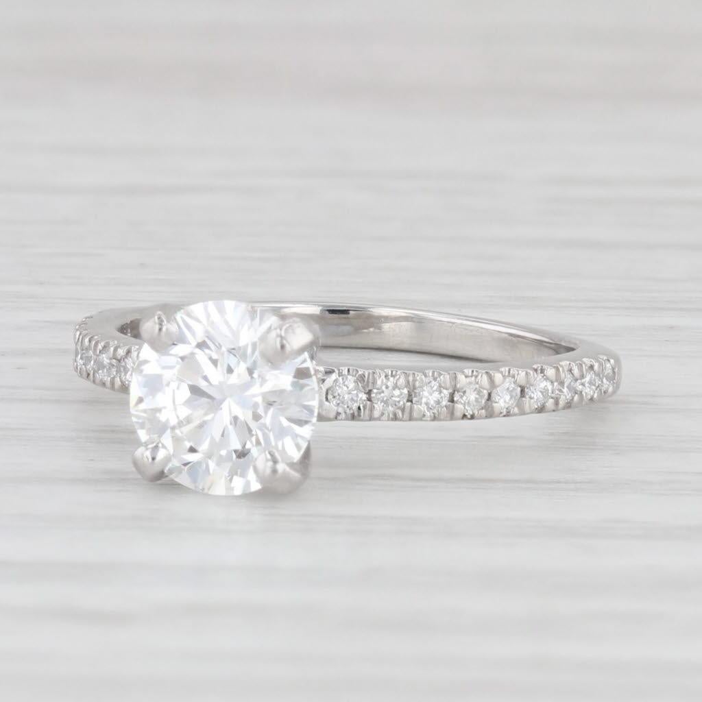 1.37ctw VS2 F Round Diamond Engagement Ring Platinum Size 5.75 GIA For Sale 2