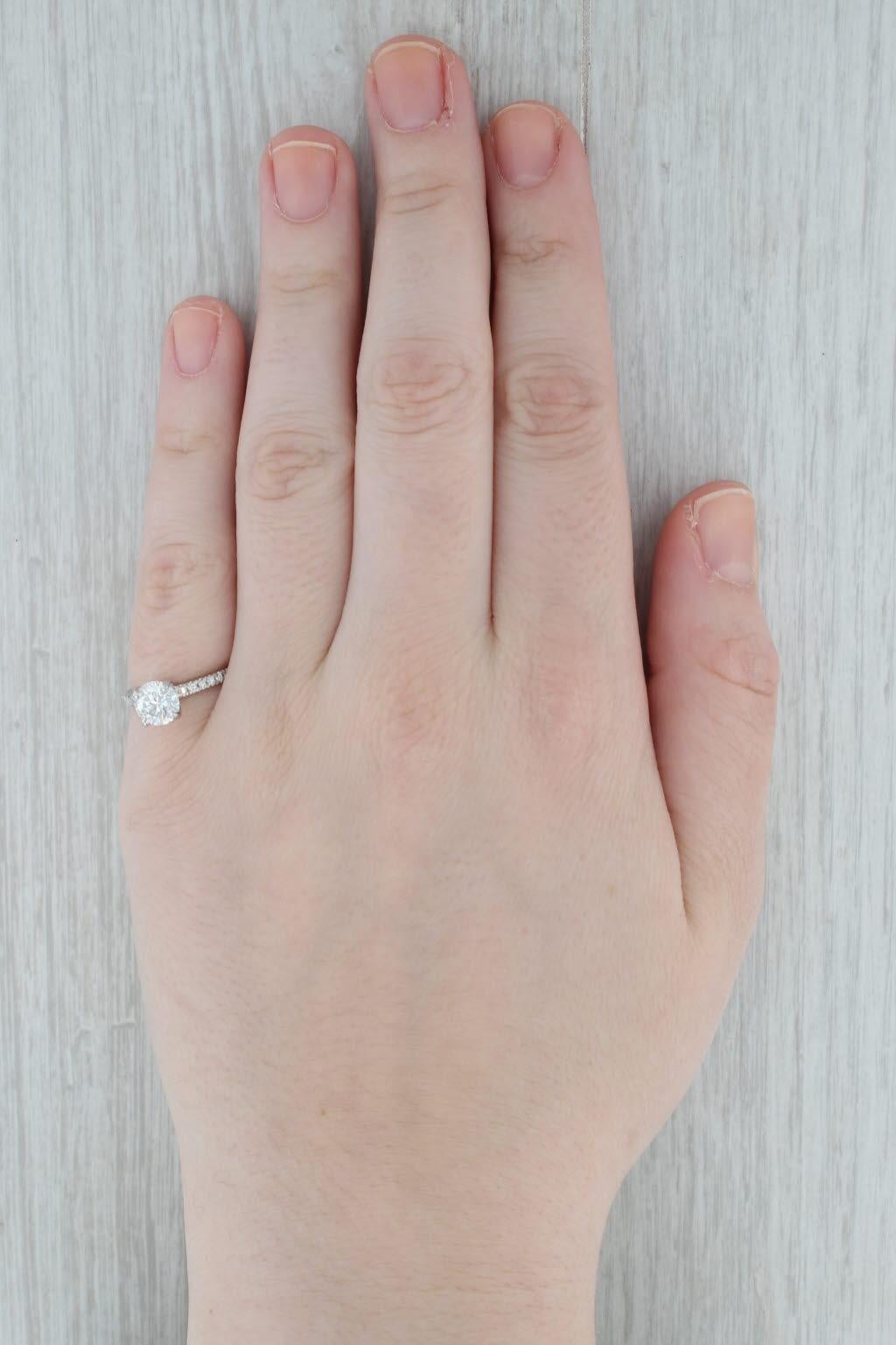 1.37ctw VS2 F Round Diamond Engagement Ring Platinum Size 5.75 GIA For Sale 4