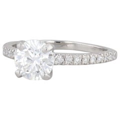 Anello di fidanzamento con diamante rotondo di 1,37ctw VS2 F in platino, misura 5,75 GIA