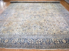 Tappeto orientale antico persiano Khorasan oversize annodato a mano, anche usurato