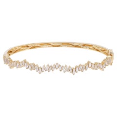 Bracelet jonc en or jaune 18 carats avec diamants taille baguette de 1,38 carat