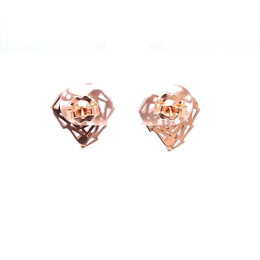 Baguette Cut Diamond Rose Gold Stud Earrings In New Condition For Sale In Los Angeles, CA