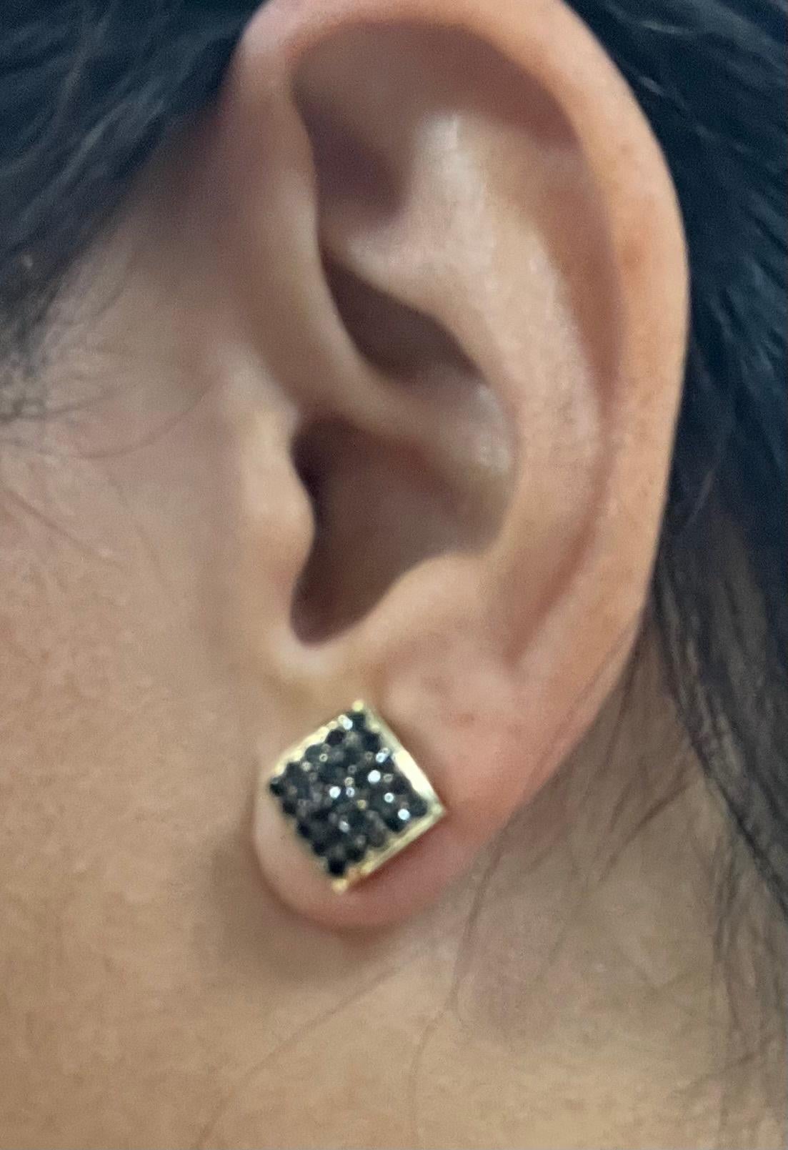 Orecchini con diamante nero da 1,38 carati in oro giallo in vendita 5