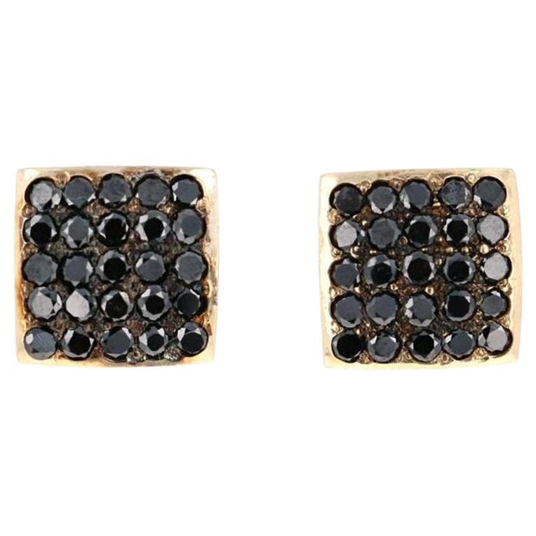 Orecchini con diamante nero da 1,38 carati in oro giallo in vendita