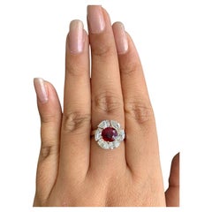 Anello con rubino e diamante Burma No Heat da 1,38 carati in oro bianco da 18 carati