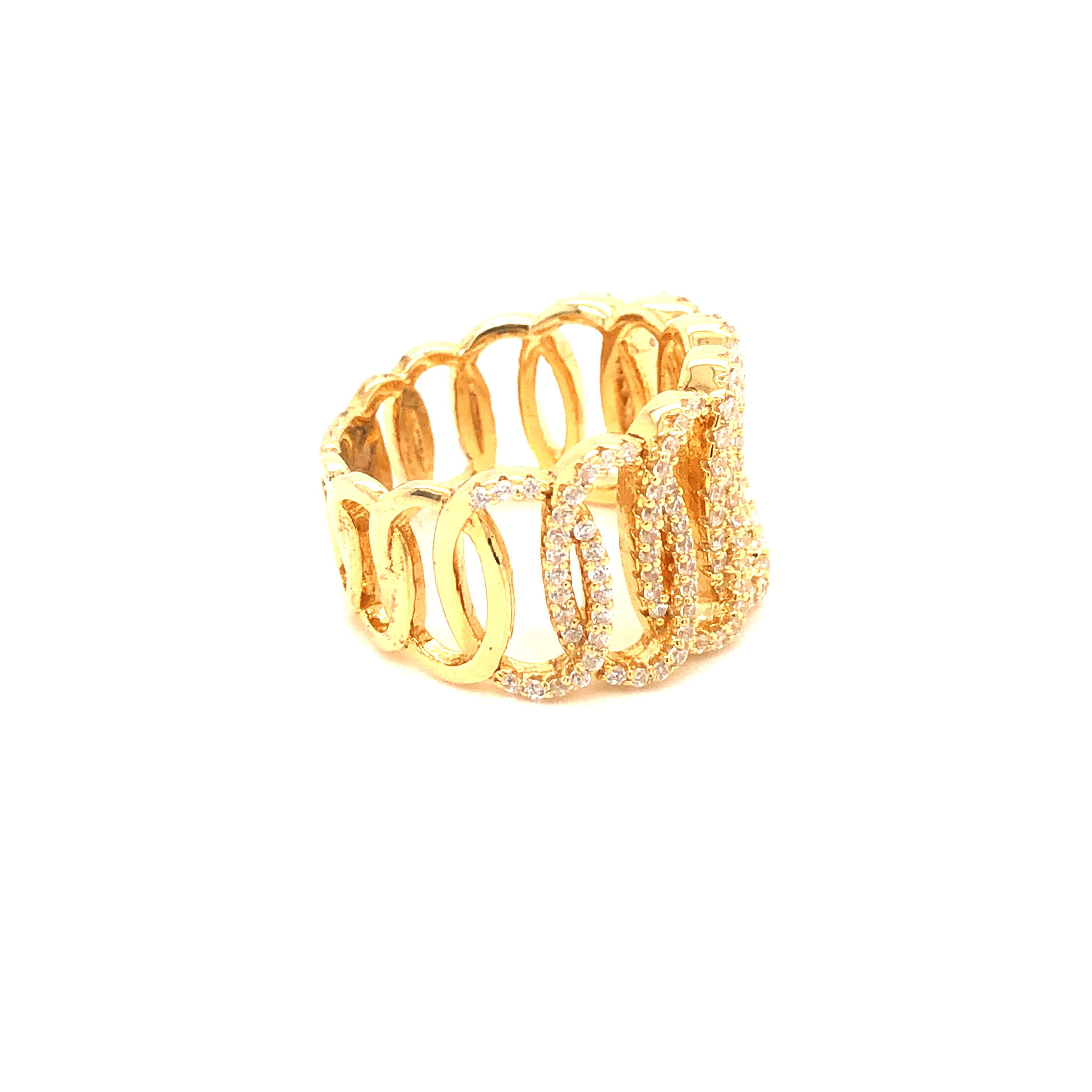 1.38 Carat Cubic Zirconia  14 Kt Gold Plated Lustre Designer Eternity Band Ring  In New Condition For Sale In London, GB