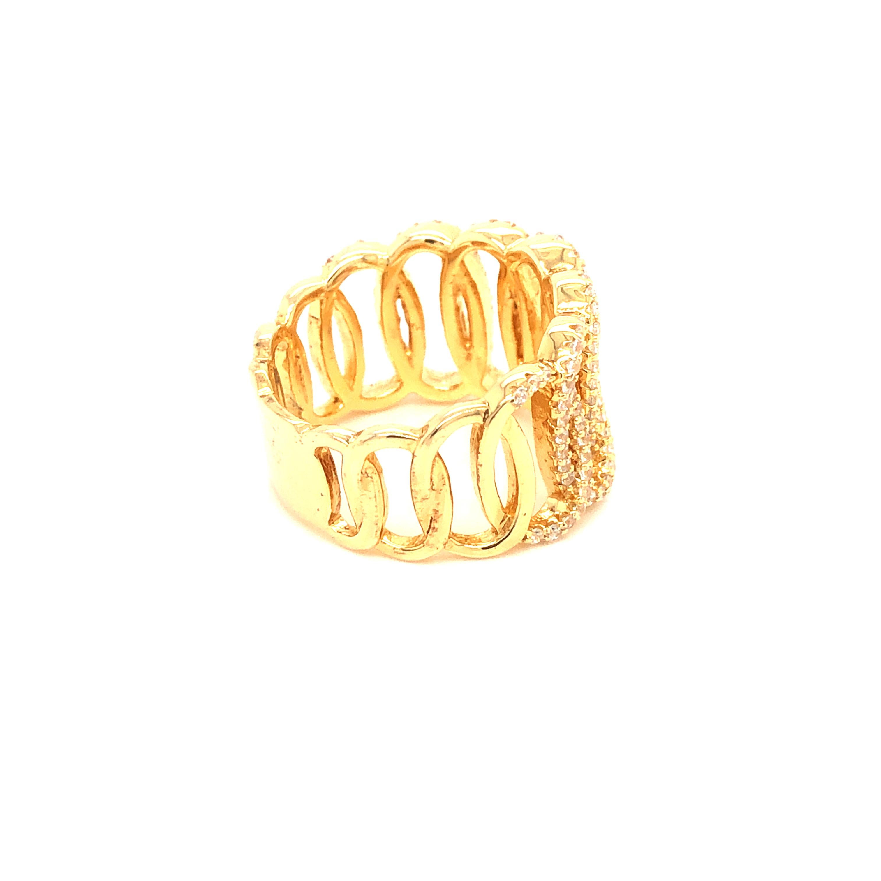 Women's 1.38 Carat Cubic Zirconia  14 Kt Gold Plated Lustre Designer Eternity Band Ring  For Sale