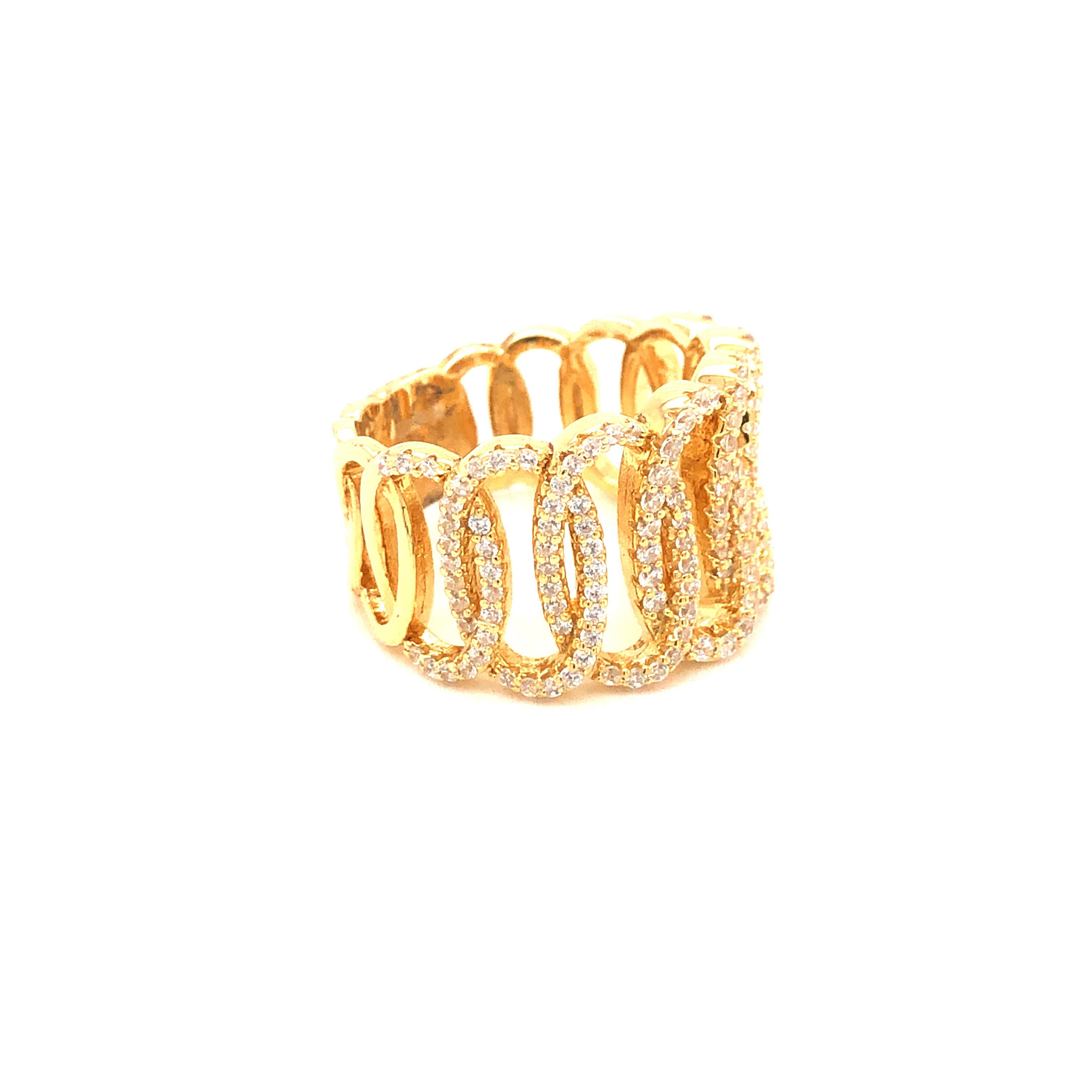1.38 Carat Cubic Zirconia  14 Kt Gold Plated Lustre Designer Eternity Band Ring  For Sale 1