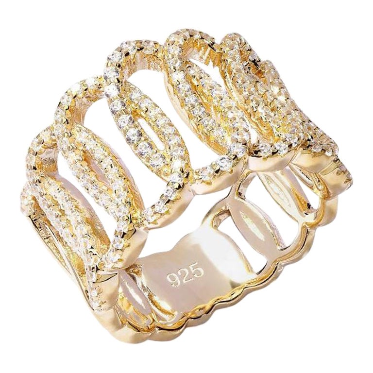 1.38 Karat Sterling Silber 14 Kt vergoldet Lüster Designer Ewigkeitsring