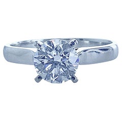 1.38 Carat Round Diamond set in 18Kt White Gold Solitaire Unisex Engagement Ring