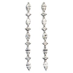 1.38 Carat E-F Color VS Round Cut Diamond Degradè Dangle Earrings