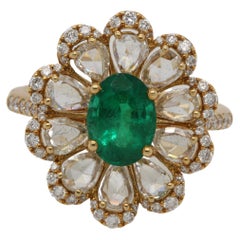 1.38 Carat Emerald and Diamond Ring in 18 Karat Gold