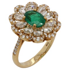 1,38 Karat Smaragd- und Diamantring aus 18 Karat Gold