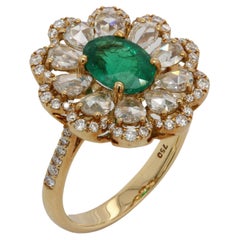 1.38 Carat Emerald and Diamond Ring in 18 Karat Gold