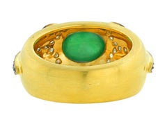 1.38 Carat Emerald Diamond 18 Karat Yellow Gold Cocktail Ring