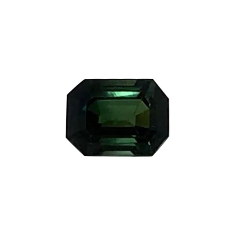 1.38 Carat Emerald Shape Green Sapphire GIA Certifed Unheated For Sale