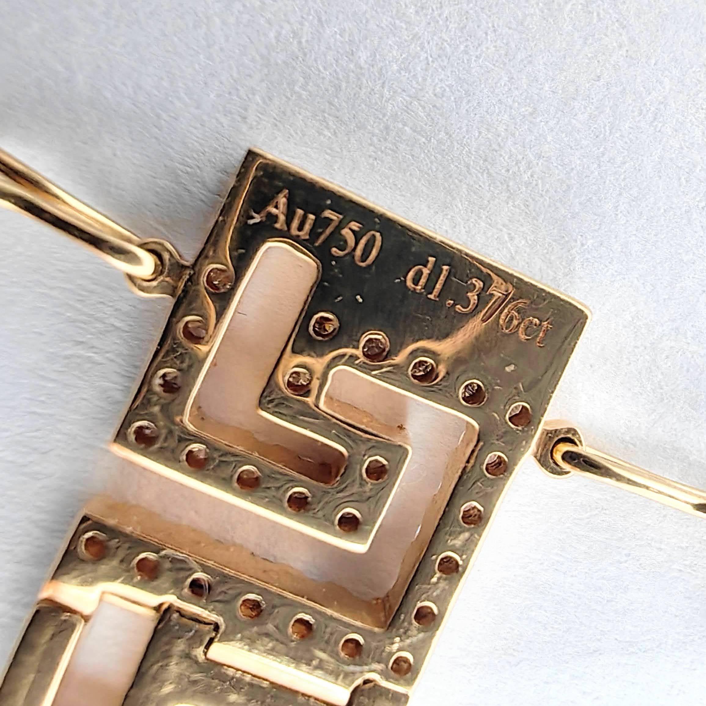 1.38 Carat Greek Key Maze Geometric Pavé Diamond Bracelet in 18K Rose Gold For Sale 4