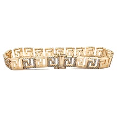 1.38 Carat Greek Key Maze Geometric Pavé Diamond Bracelet in 18K Rose Gold