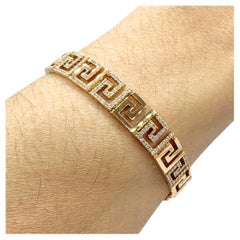 1.38 Carat Greek Key Maze Geometric Pavé Diamond Bracelet in 18K Rose Gold