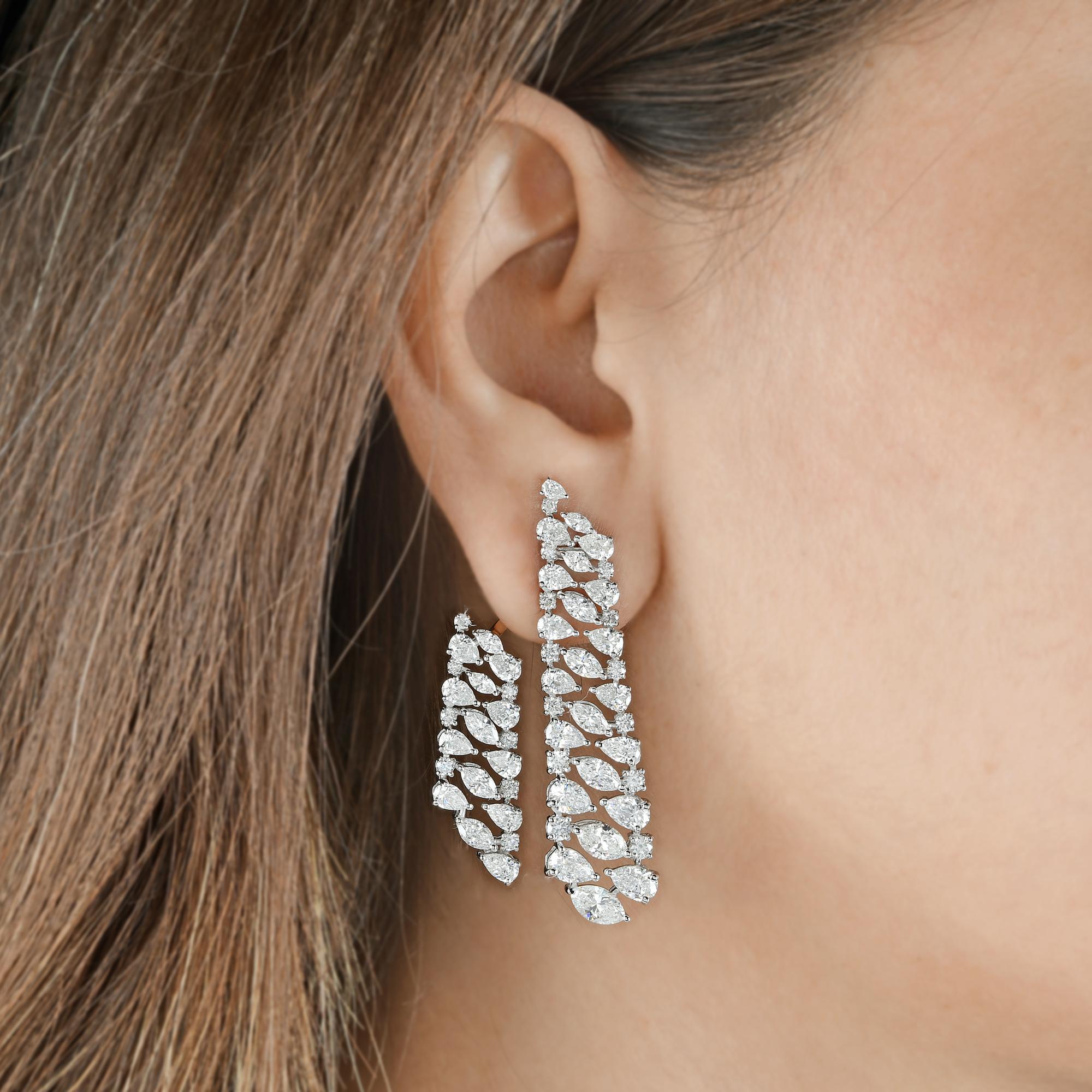 13.8 Carat Mixed Shape SI/H Diamond Cascade Jacket Earrings 18 Karat White Gold
The design features multiple rows of mixed-cut diamonds, these earrings showcase a dramatic cascading silhouette.
Diamonds are a universal symbol of eternity, strength,