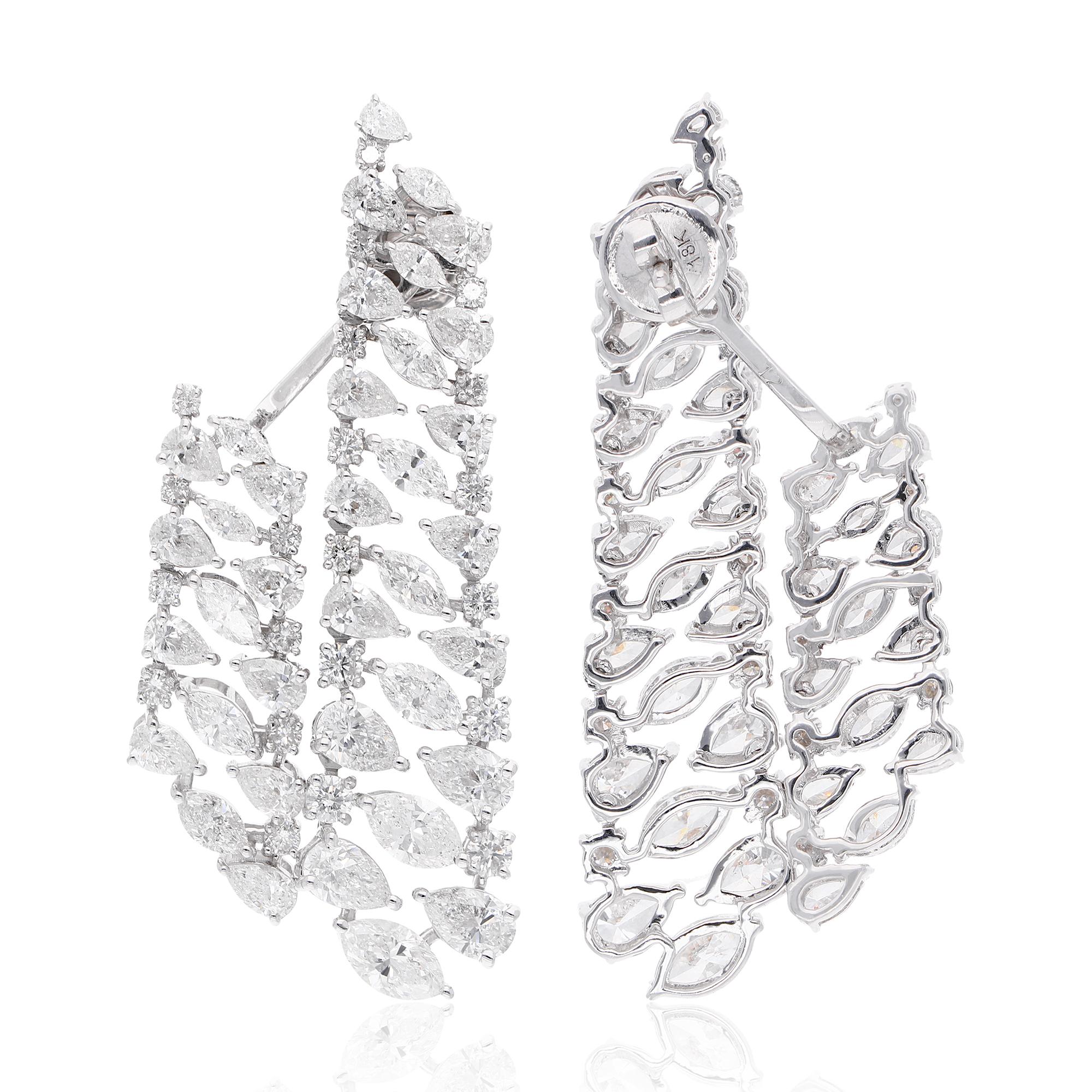 13.8 Carat Mixed Shape SI/H Diamond Cascade Jacket Earrings 18 Karat White Gold In New Condition For Sale In Diera, Dubai