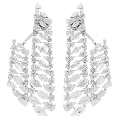 13.8 Carat Mixed Shape SI/H Diamond Cascade Jacket Earrings 18 Karat White Gold