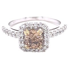 Bague de fiançailles en or blanc et diamant brun naturel de 1,38 carat