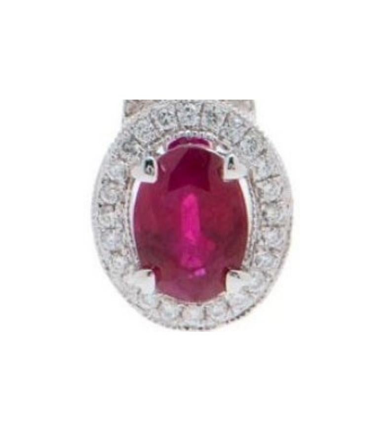 1.38 Carat Oval Cut Ruby and Diamond Pendant in 14 Karat White Gold In New Condition For Sale In Nassau, BS