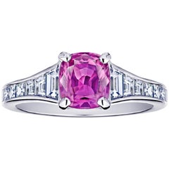 1.38 Carat Pink Cushion Sapphire and Diamond Ring